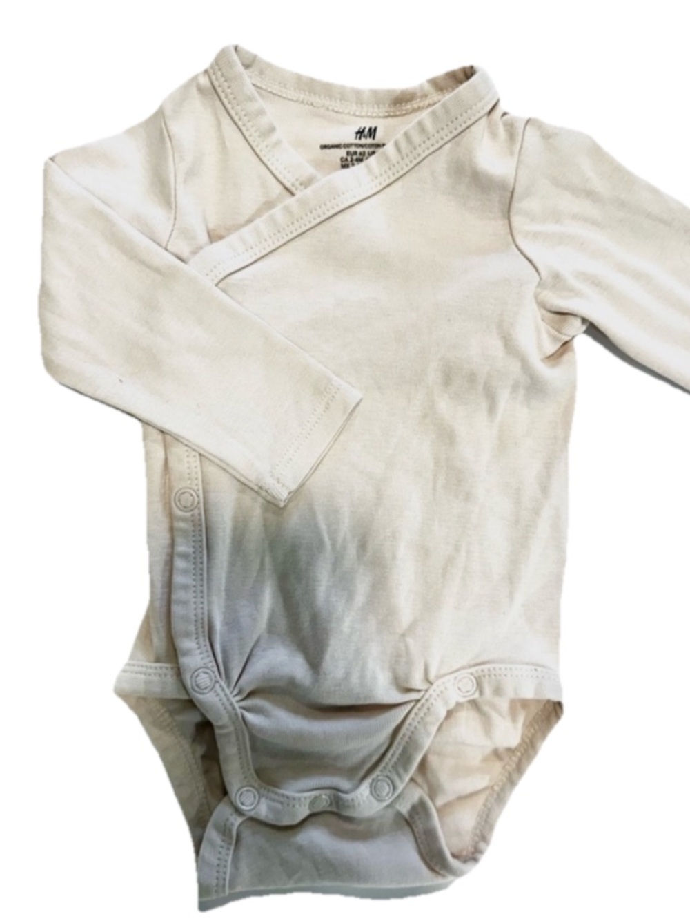 H&M Cream Wrap-Front Long-Sleeve Baby Bodysuit